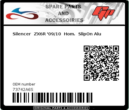 Product image: Giannelli - 73742A6S - Silencer  ZX6R '09/10  Hom.  SlipOn Alu 