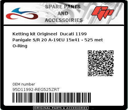 Product image: Regina - 95D11992-REG525ZRT - Chain kit original Ducati 1199 Panigale S/R 20 A-19EU 15x41 - 525 with O-Ring 
