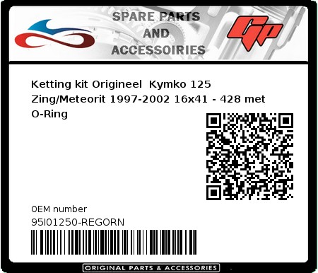 Product image: Regina - 95I01250-REGORN - Chain kit original Kymko 125 Zing/Meteorit 1997-2002 16x41 - 428 with O-Ring 