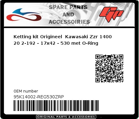 Product image: Regina - 95K14002-REG530ZRP - Chain kit original Kawasaki Zzr 1400 20 2-192 - 17x42 - 530 with O-Ring 