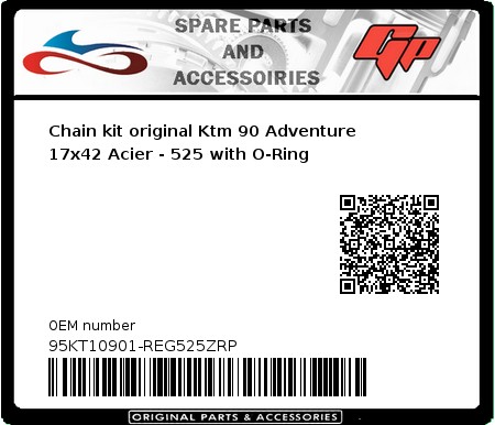 Product image: Regina - 95KT10901-REG525ZRP - Chain kit original Ktm 90 Adventure 17x42 Acier - 525 with O-Ring 