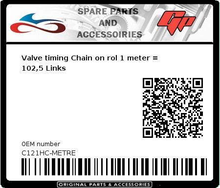 Product image: Regina - C121HC-METRE - Valve timing Chain on rol 1 meter = 102,5 Links   
