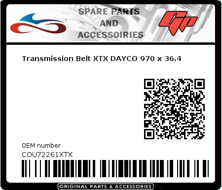 Product image: Dayco - COU72261XTX - Transmission Belt XTX DAYCO 970 x 36.4 