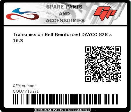 Product image: Dayco - COU77192/1 - Transmission Belt Reinforced DAYCO 828 x 16.3   