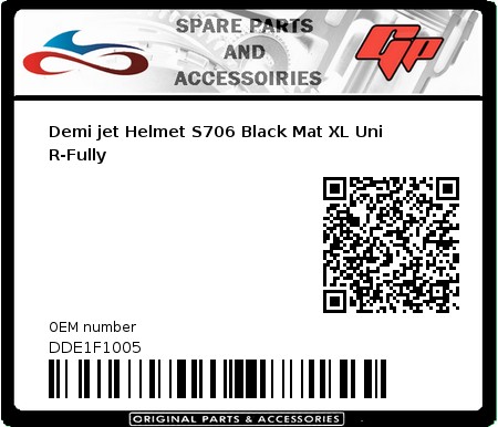 Product image: S-Line - DDE1F1005 - Demi jet Helmet S706 Black Mat XL Uni  R-Fully 