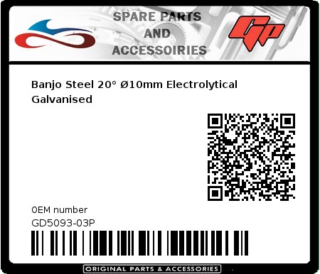 Product image: Goodridge - GD5093-03P - Banjo Steel 20° Ø10mm Electrolytical Galvanised   