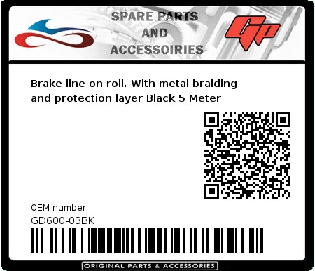 Product image: Goodridge - GD600-03BK - Brake line on roll. With metal braiding and protection layer Black 5 Meter 