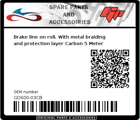 Product image: Goodridge - GD600-03CB - Brake line on roll. With metal braiding and protection layer Carbon 5 Meter 