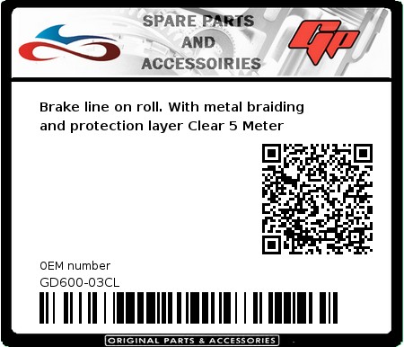 Product image: Goodridge - GD600-03CL - Brake line on roll. With metal braiding and protection layer Clear 5 Meter 
