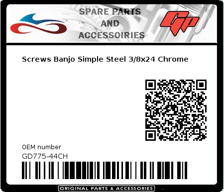 Product image: Goodridge - GD775-44CH - Screws Banjo Simple Steel 3/8x24 Chrome   