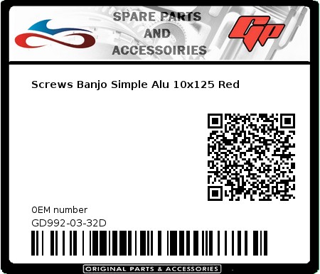 Product image: Goodridge - GD992-03-32D - Screws Banjo Simple Alu 10x125 Red   