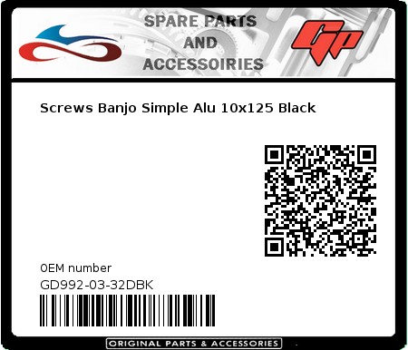 Product image: Goodridge - GD992-03-32DBK - Screws Banjo Simple Alu 10x125 Black   