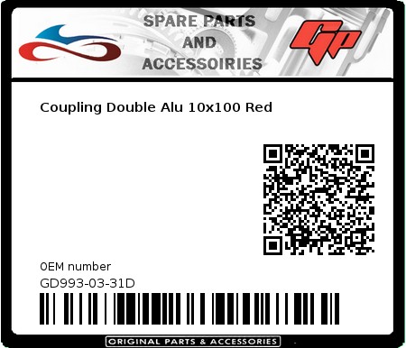 Product image: Goodridge - GD993-03-31D - Coupling Double Alu 10x100 Red 