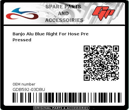 Product image: Goodridge - GDB592-03DBU - Banjo Alu Blue Right For Hose Pre Pressed   