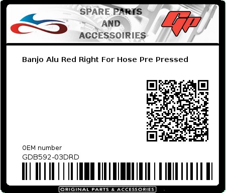 Product image: Goodridge - GDB592-03DRD - Banjo Alu Red Right For Hose Pre Pressed   