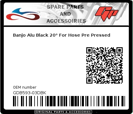 Product image: Goodridge - GDB593-03DBK - Banjo Alu Black 20° For Hose Pre Pressed   