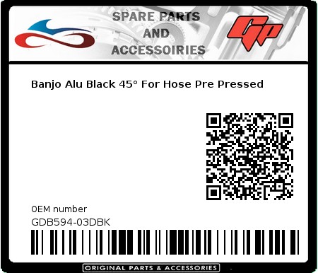 Product image: Goodridge - GDB594-03DBK - Banjo Alu Black 45° For Hose Pre Pressed   