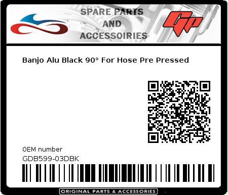 Product image: Goodridge - GDB599-03DBK - Banjo Alu Black 90° For Hose Pre Pressed   