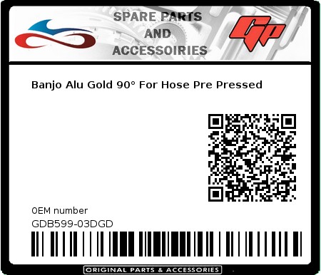 Product image: Goodridge - GDB599-03DGD - Banjo Alu Gold 90° For Hose Pre Pressed   
