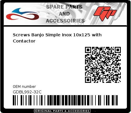 Product image: Goodridge - GDBL992-32C - Screws Banjo Simple Inox 10x125 with Contactor   