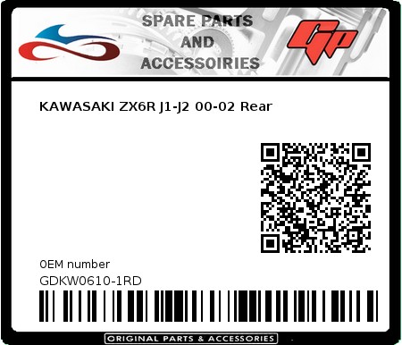 Product image: Goodridge - GDKW0610-1RD - KAWASAKI ZX6R J1-J2 00-02 Rear    