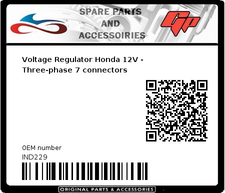 Product image: Kyoto - IND229 - Voltage Regulator Honda 12V - Three-phase 7 connectors  