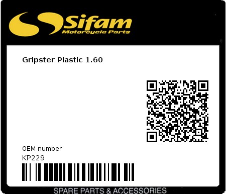 Product image: Sifam - KP229 - Gripster Plastic 1.60 