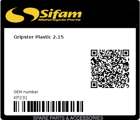 Product image: Sifam - KP231 - Gripster Plastic 2.15 