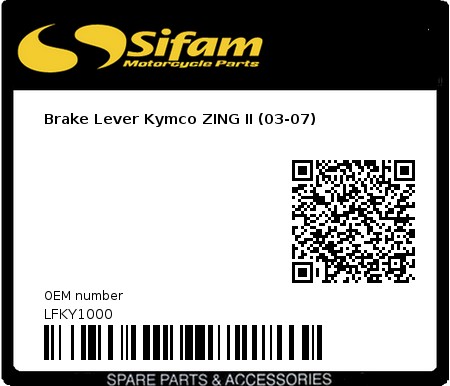 Product image: Sifam - LFKY1000 - Brake Lever Kymco ZING II (03-07)   