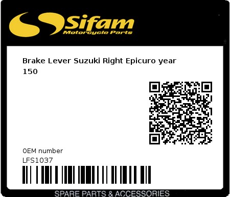 Product image: Sifam - LFS1037 - Brake Lever Suzuki Right Epicuro year 150 