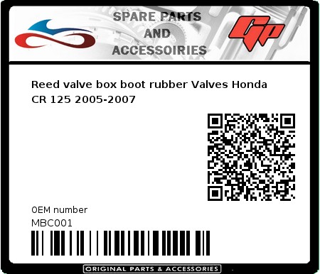 Product image: Athena - MBC001 - Reed valve box boot rubber Valves Honda CR 125 2005-2007 