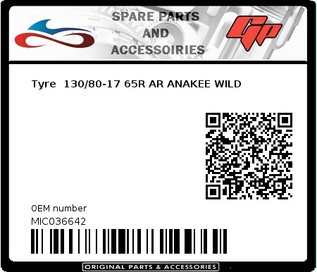 Product image: Michelin - MIC036642 - Tyre  130/80-17 65R AR ANAKEE WILD 