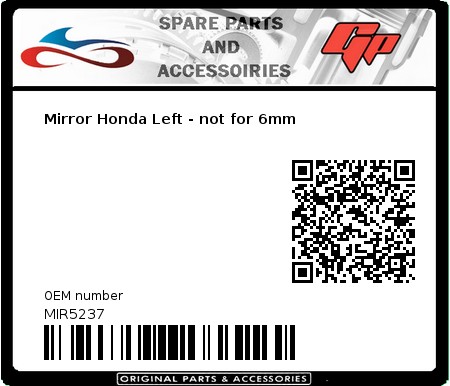 Product image: Far - MIR5237 - Mirror Honda Left - not for 6mm    0