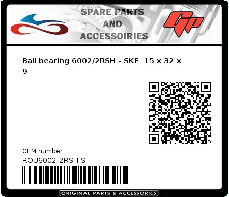 Product image: Skf - ROU6002-2RSH-S - Ball bearing 6002/2RSH - SKF  15 x 32 x 9   