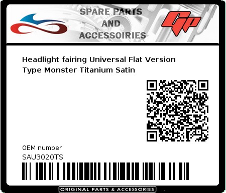 Product image: Fabbri - SAU3020TS - Headlight fairing Universal Flat Version Type Monster Titanium Satin 