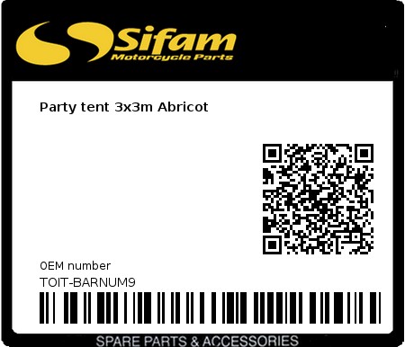 Product image: Sifam - TOIT-BARNUM9 - Party tent 3x3m Abricot 