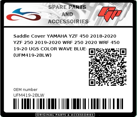 Product image: Crossx - UFM419-2BLW - Saddle Cover YAMAHA YZF 450 2018-2020 YZF 250 2019-2020 WRF 250 2020 WRF 450 19-20 UGS COLOR WAVE BLUE-WHITE (UFM419-2BLW) 