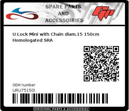Product image: Urban - URU75150I - U Lock Mini with Chain diam.15 150cm Homologated SRA 