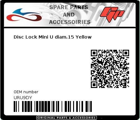 Product image: Urban - URU9DY - Disc Lock Mini U diam.15 Yellow 