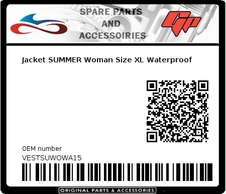 Product image: S-Line - VESTSUWOWA15 - Jacket SUMMER Woman Size XL Waterproof 