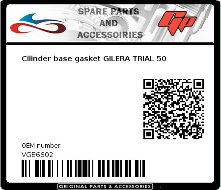 Product image: Athena - VGE6602 - Cilinder base gasket GILERA TRIAL 50 