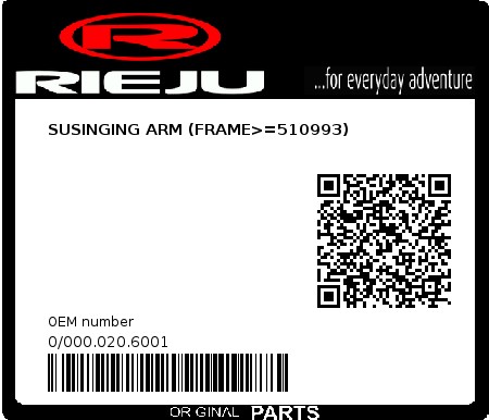 Product image: Rieju - 0/000.020.6001 - SUSINGING ARM (FRAME>=510993)  0