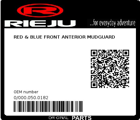 Product image: Rieju - 0/000.050.0182 - RED & BLUE FRONT ANTERIOR MUDGUARD  0