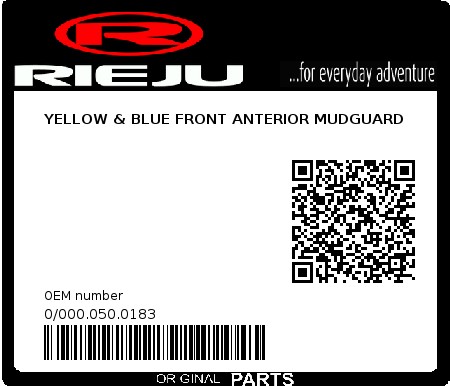 Product image: Rieju - 0/000.050.0183 - YELLOW & BLUE FRONT ANTERIOR MUDGUARD  0