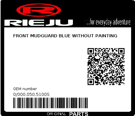 Product image: Rieju - 0/000.050.5100S - FRONT MUDGUARD BLUE WITHOUT PAINTING  0