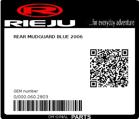 Product image: Rieju - 0/000.060.2803 - REAR MUDGUARD BLUE 2006  0