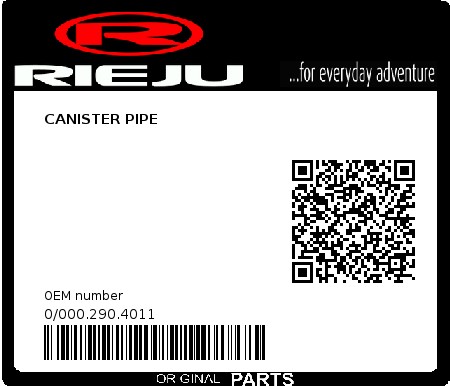 Product image: Rieju - 0/000.290.4011 - CANISTER PIPE  0
