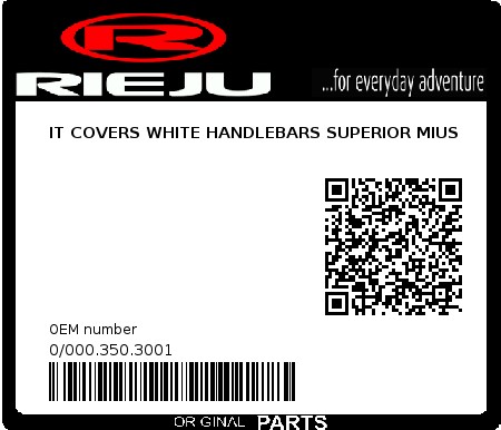 Product image: Rieju - 0/000.350.3001 - IT COVERS WHITE HANDLEBARS SUPERIOR MIUS  0