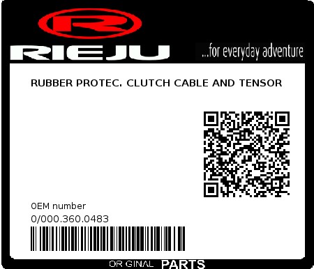 Product image: Rieju - 0/000.360.0483 - RUBBER PROTEC. CLUTCH CABLE AND TENSOR  0