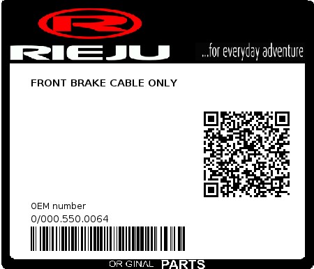 Product image: Rieju - 0/000.550.0064 - FRONT BRAKE CABLE ONLY  0